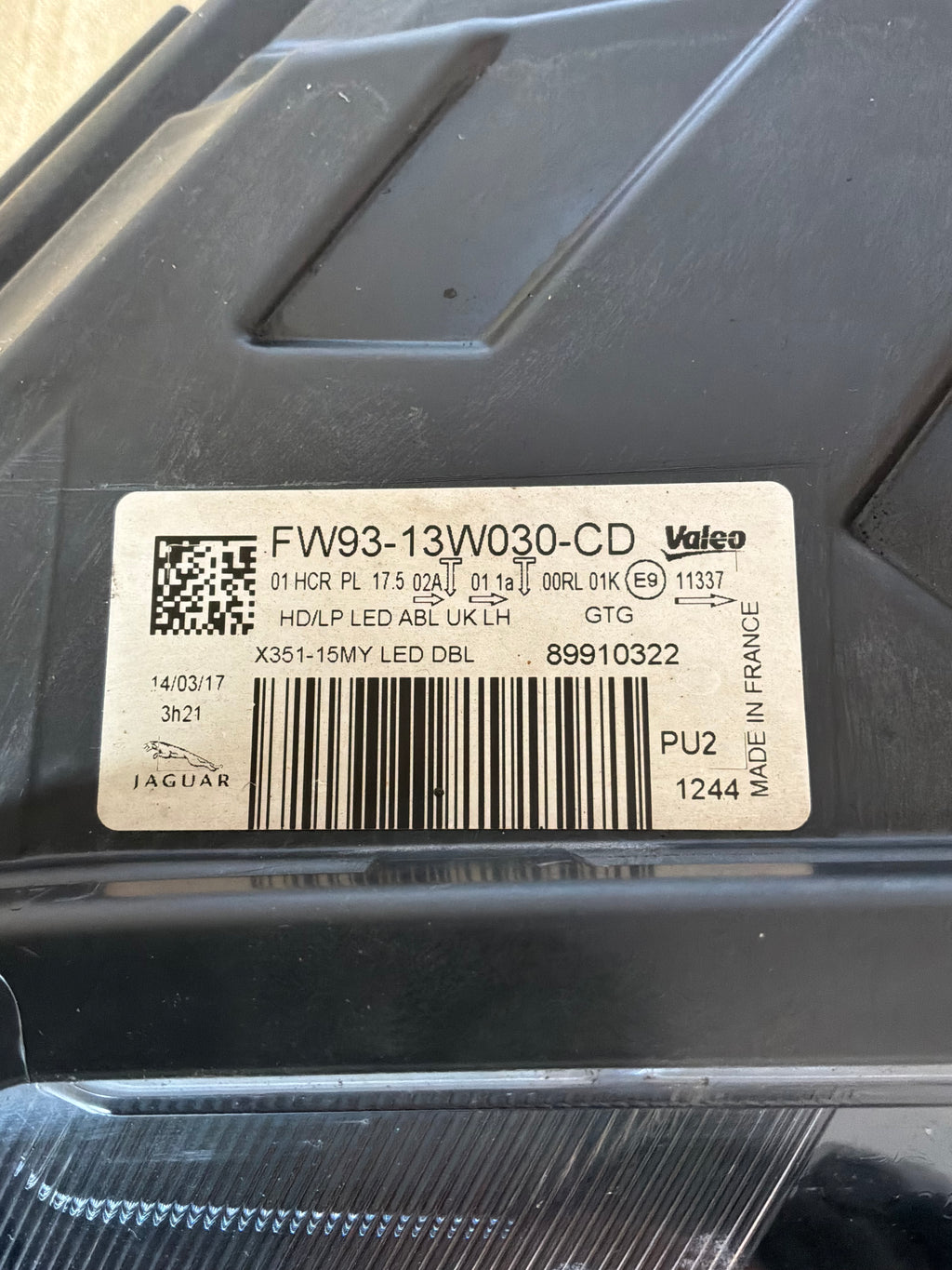JAGUAR XJ 2015-2019 N/S/F ADAPTIVE LED HEADLAMP ASSY (FW9313W030CD)